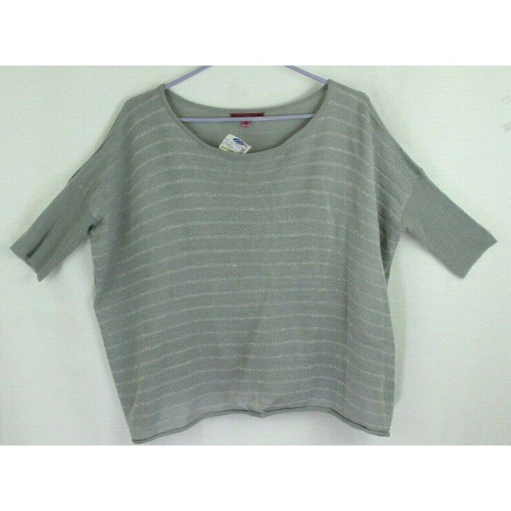 Derek Heart M Sweater pullover Striped metallic cropped NEW Womens